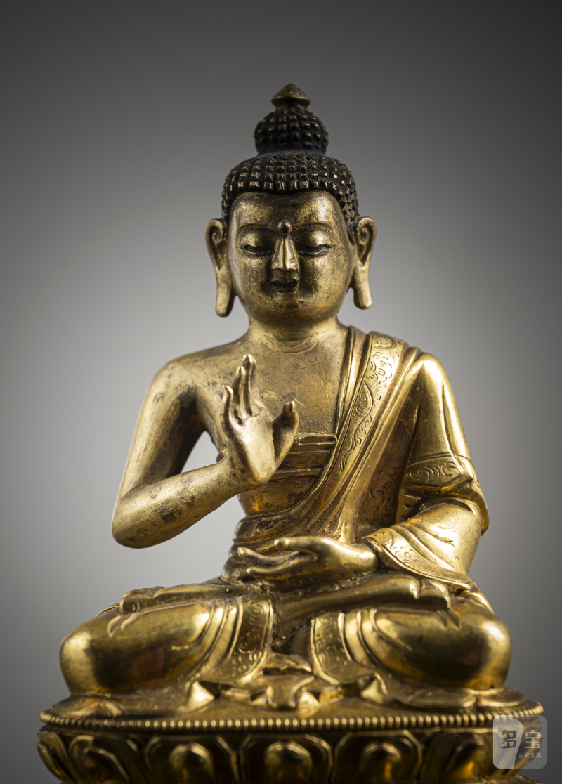 A PART-GILT BRONZE FIGURE OF BUDDHA SHAKYAMUNI - 图3